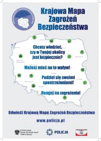 mapa Polski przedstawiająca Krajowa Mapę Zagrożenia Bezpieczeństwa