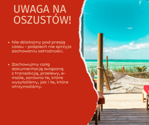 Na zdjęciach znajdują się opisy, jak należy postępować, aby nie stać się ofiarą oszustów.