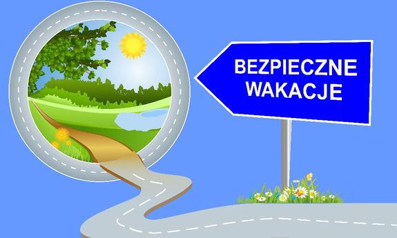 grafika - globus i bezpieczne wakacje napis