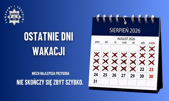 kartka z kalendarza - napis ostatnie dni wakacji