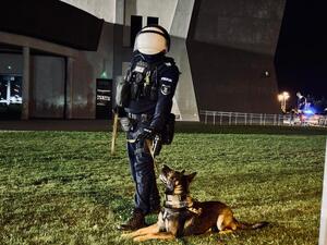 policjanci podczas zabezpieczenia meczu