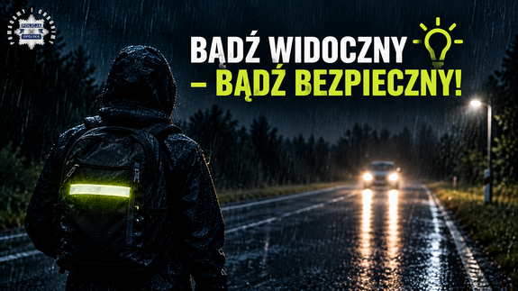 osoba idąca droga z odblaskiem
